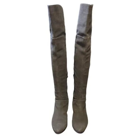 Aldo Taupe Suede Jeffres Calf Lace Up Over-The-Knee Zipper Boots - Size 7.5 - Picture 4 of 9